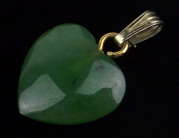Mint Vintage 1960s Healing Jade Heart Pendant