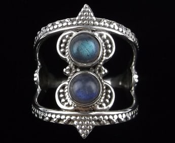 New Bali Sterling Silver Labradorite Ring Size 7.5