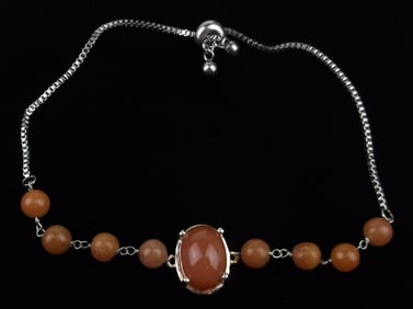 New Boxed Sterling Silver Orange Tourmaline Bracelet 9"