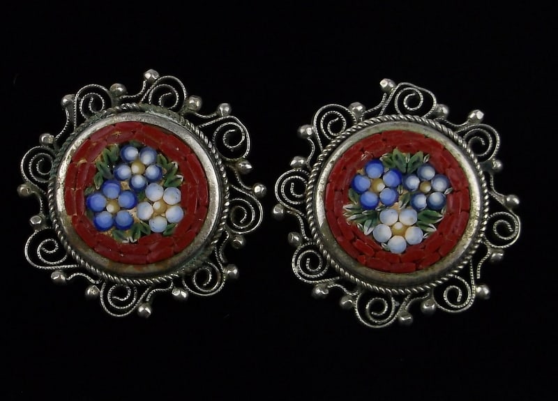 Stunning Vintage 1950s Mosaic Earrings: excellent condition