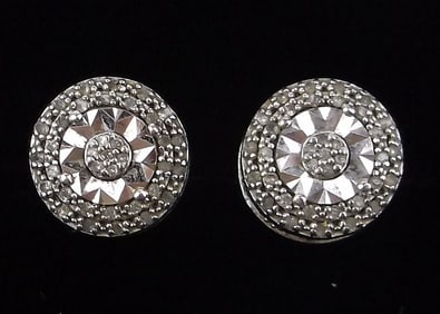 Mint Vintage Sterling Silver Diamond Earrings