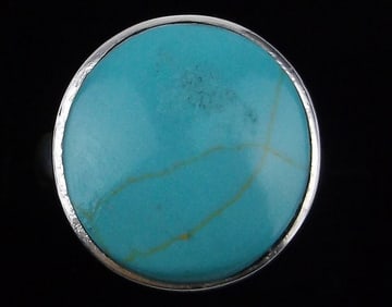 Mint Vintage Taxco Sterling Silver Turquoise Ring Size 6.5