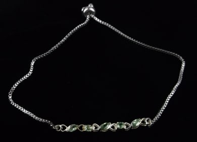 New Boxed Designer Sterling Silver Peridot Bracelet 9"