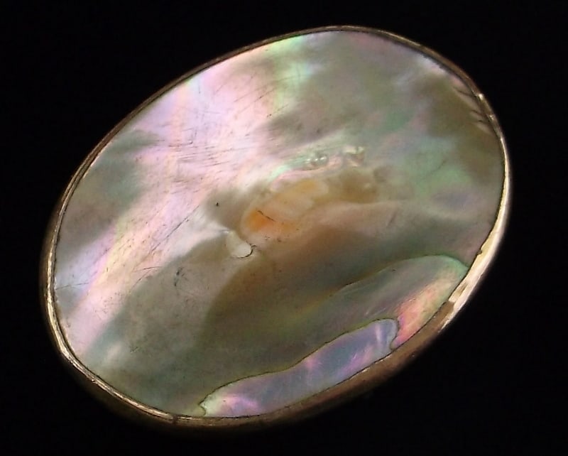 Stunning Vintage 1910s Art Nouveau 14kt GF Abalone Brooch: excellent condition