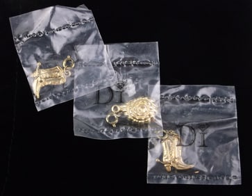 3 New Vintage Christian Dior Charm Pendant Lot Sealed In Bag