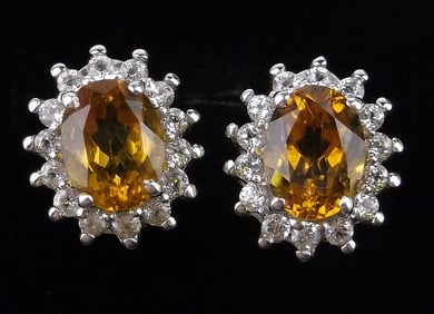 New Vintage Sterling Silver 2cttw Ornate Tourmaline Earrings