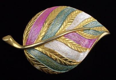 Mint Vintage Park Lane Enameled Leaf Brooch