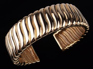 Mint Solid Bronze Italian Cuff Bracelet 7.5" Lever Open