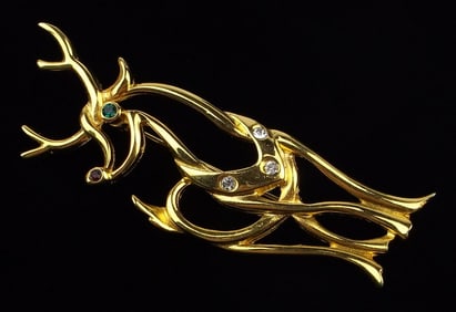 Mint Vint Rhinestone Christmas Reindeer Brooch