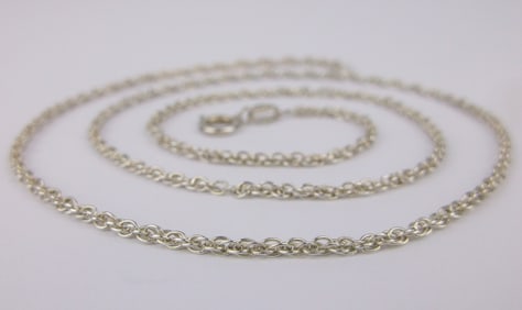 Stunning Vintage Sterling Silver Rope Chain Necklace 18"