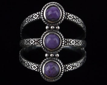 New Bali Sterling Silver Purple Spiny Ring Size 8