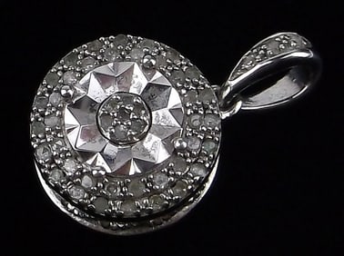New Vintage Sterling Silver Diamond Pendant
