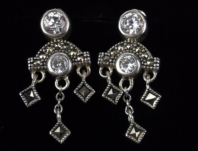 Mint Vintage Judith Jack Sterling Silver Marcasite Earrings (1 of 2)