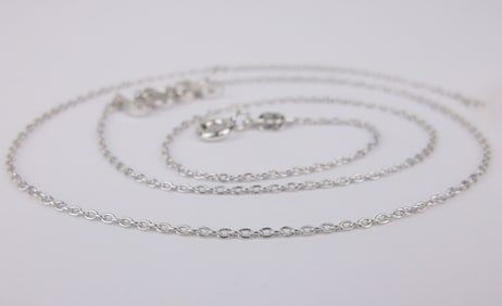 New Sterling Silver Italian Diamond Love Chain Necklace 18"