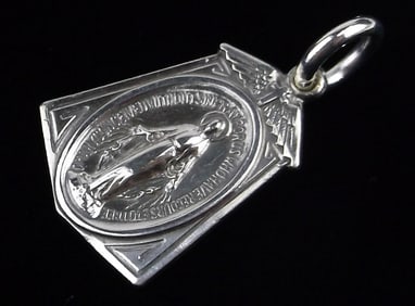 Mint Vintage 1960s Catholic Sterling Silver Mary Pendant