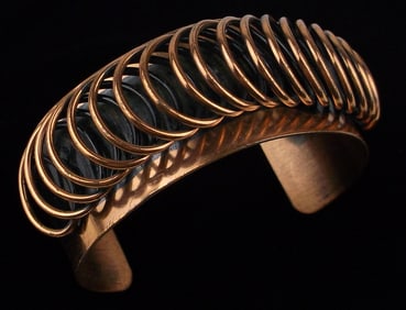 Stunning Vint 1960s Renoir Atomic Copper Cuff Bracelet 7.5-8"