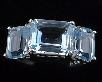 New Designer Sterling Silver 4cttw Blue Topaz Ring 8