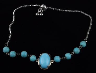 New Boxed Designer Sterling Silver Turquoise Bracelet 9"