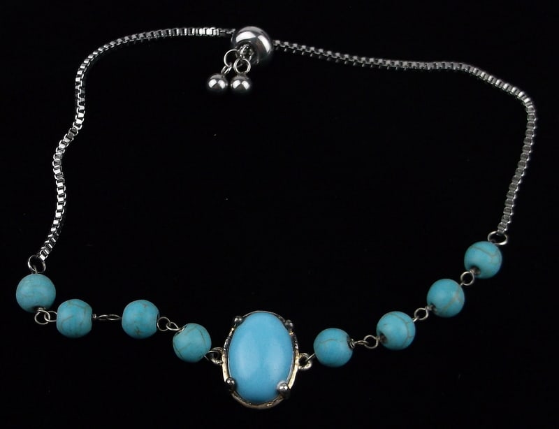 New Boxed Designer Sterling Silver Turquoise Bracelet 9" (1 of 3)