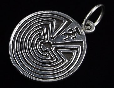 Mint Vintage Sterling Silver Man In Maze Pendant