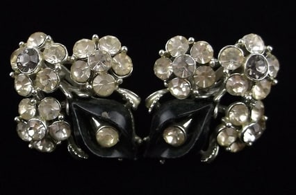 Gorgeous Vintage 1950s STAR Rhinestone Lucite Earrings