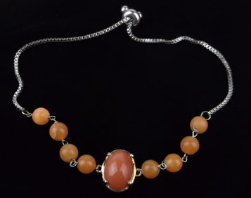 New Boxed Sterling Silver Orange Tourmaline Bracelet 9"