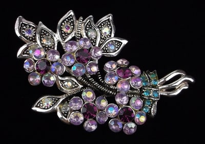 Mint Vintage Rhinestone Flower Brooch