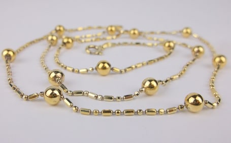 Stunning Vint Italian Gold Over Sterling Ball Chain Necklace 24"