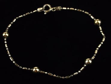 Stunning Vint Italian Gold Over Sterling Ball Chain Bracelet 7.5"