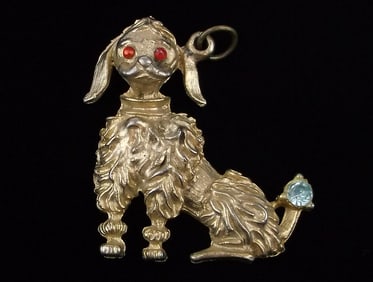 Stunning Vintage 1950s Rhinestone Dog Pendant