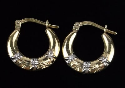 Mint Vintage 10kt Gold Over Sterling Silver Hoop Earrings Small