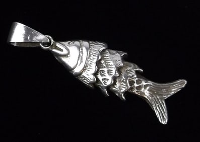 Mint Vintage Sterling Silver Articulated Fish Pendant