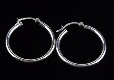 Stunning Vintage Sterling Silver Hoop Earrings
