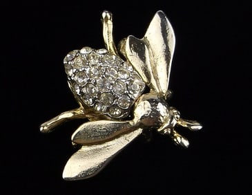 Mint Vintage 1960s Rhinestone Bee Insect Brooch