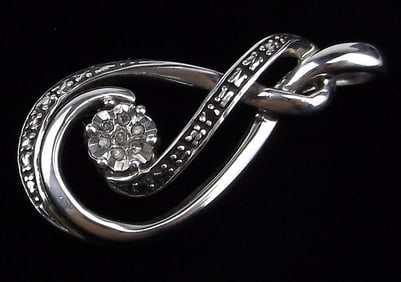 Mint Vintage Sterling Silver Diamond Pendant