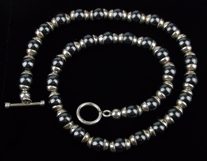 Mint Vintage Sterling Silver Hematite Chain Necklace 17": Guaranteed Solid 925 Sterling Silver, in Excellent Condition