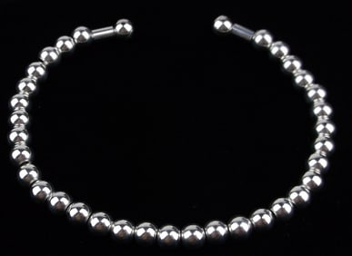 Mint Vintage Sterling Silver Ball Cuff Bracelet 7.5"