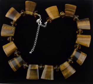 Big Mint Donna Dressler Sterling Silver Tigers Eye Necklace 20"