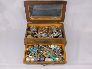 Vintage Jewelry Box FULL Of Vintage Estate Jewelry