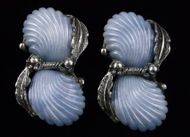 Mint Vintage 1950s Lucite Clamshell Earrings