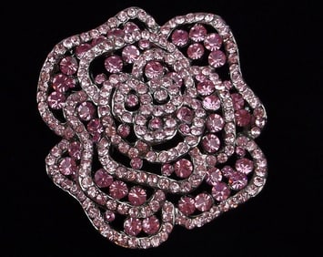 Mint Rhinestone Flower Brooch