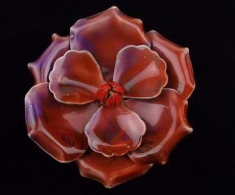 Mint Big Vintage 1960s Enameled Flower Brooch