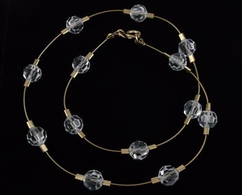 Mint Vintage 14kt GF Crystal Necklace 17"