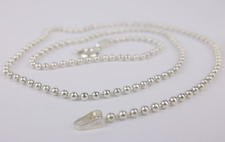 New Vintage Italian Sterling Silver Ball Chain Necklace 16"