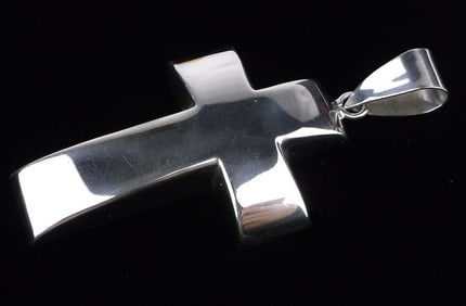 Big Mint Vintage Sterling Silver Cross Pendant