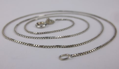 Mint Vintage Italian Sterling Silver Box Chain Necklace 18.5"