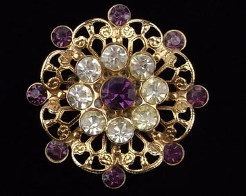 Mint Vintage 1960s Rhinestone Brooch