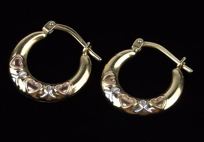 New Vintage 10kt Gold Over Sterling Silver Hoop Earrings Small