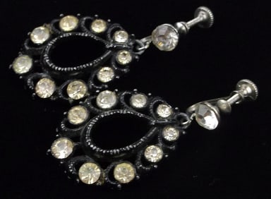 Gorgeous Vintage 1950s Rhinestone Drop Earrings