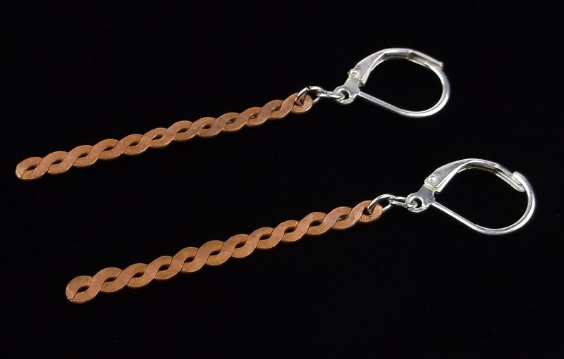 Mint Vintage Sterling Silver Copper Drop Earrings (1 of 2)